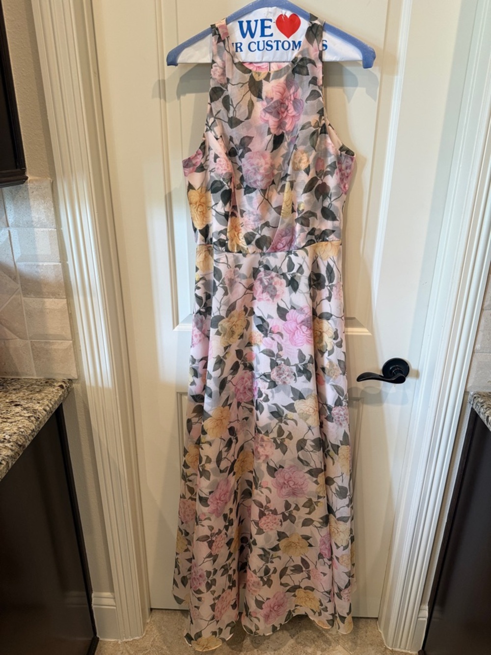 Sachin + Babi Pink and Yellow Floral Halter Maxi Dress